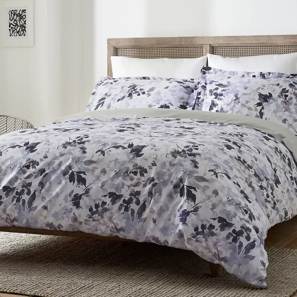 Blue Loom Juniper Impressionist Floral Print Cotton Duvet Cover Set