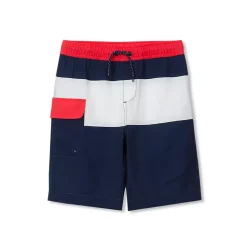 Boys Chlorine Resistant Colorblock Hydroliner Board Swim Trunks