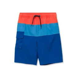 Boys Chlorine Resistant Colorblock Hydroliner Board Swim Trunks