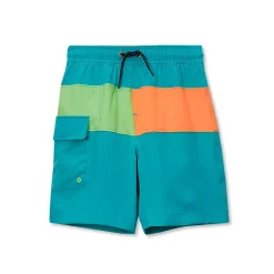 Boys Chlorine Resistant Colorblock Hydroliner Board Swim Trunks