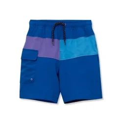 Boys Chlorine Resistant Colorblock Hydroliner Board Swim Trunks