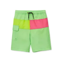 Boys Chlorine Resistant Colorblock Hydroliner Board Swim Trunks