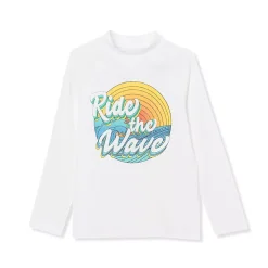 Boys Chlorine Resistant Long Sleeve Mock Neck UPF 50 Rash Guard