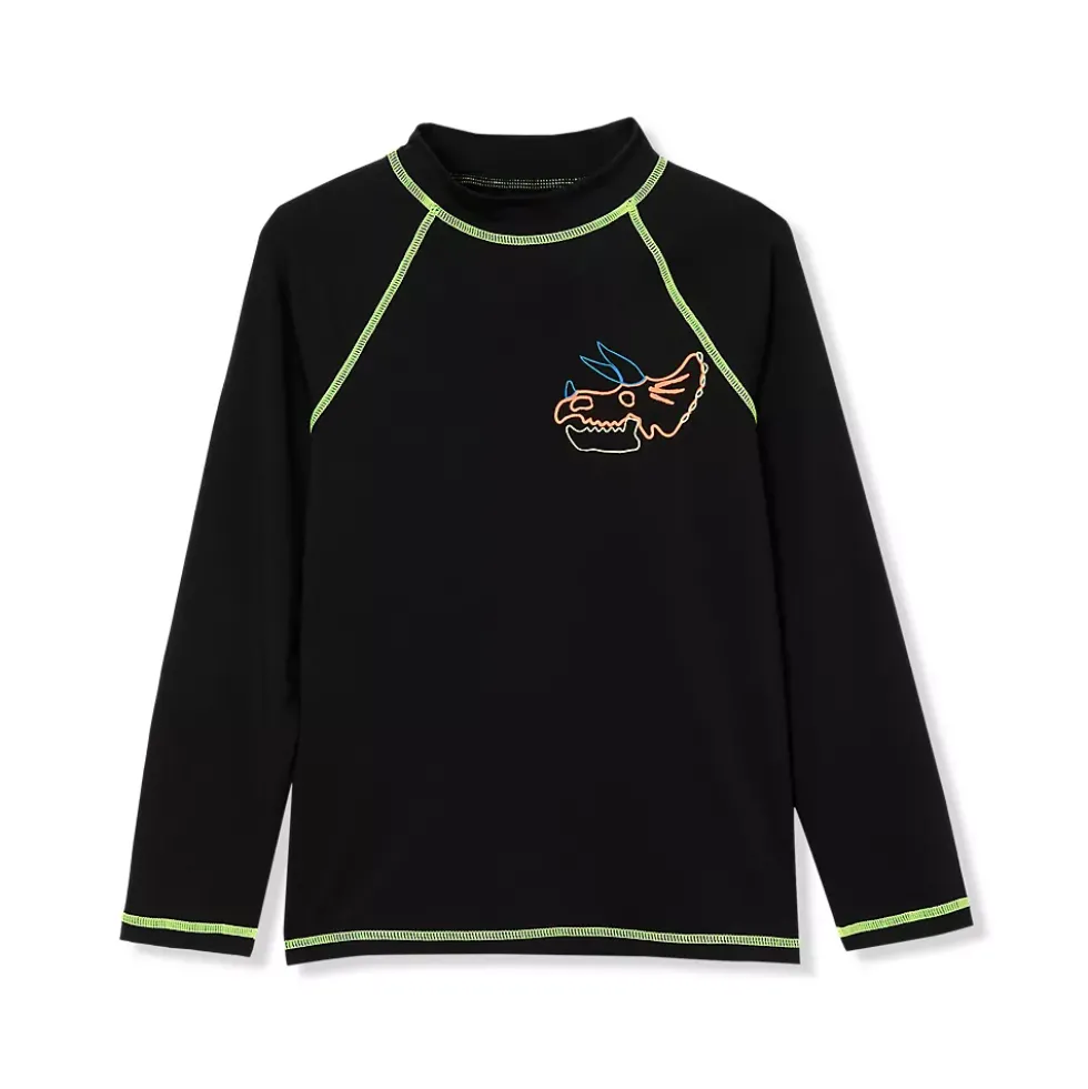 Boys Chlorine Resistant Long Sleeve Mock Neck UPF 50 Rash Guard