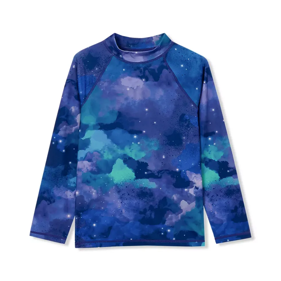 Boys Chlorine Resistant Long Sleeve Mock Neck UPF 50 Rash Guard