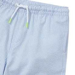 Boys Chlorine Resistant Seersucker Swim Trunks with Mesh Liner