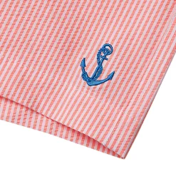 Boys Chlorine Resistant Seersucker Swim Trunks with Mesh Liner