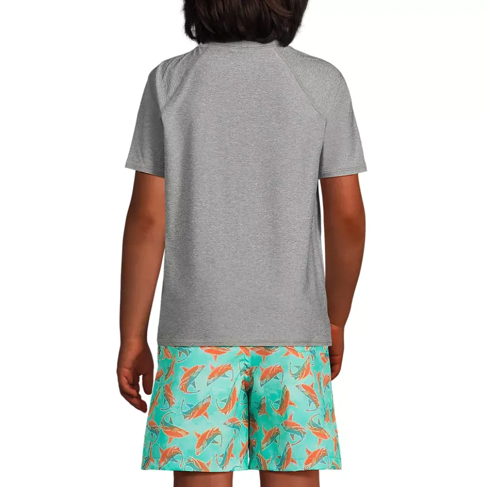 Boys Chlorine Resistant Short Sleeve Crew Neck UPF 50 Rash Guard