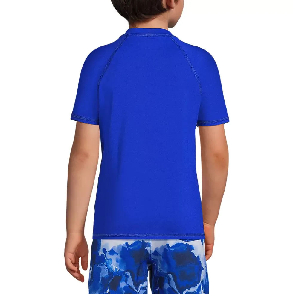 Boys Chlorine Resistant Short Sleeve Crew Neck UPF 50 Rash Guard