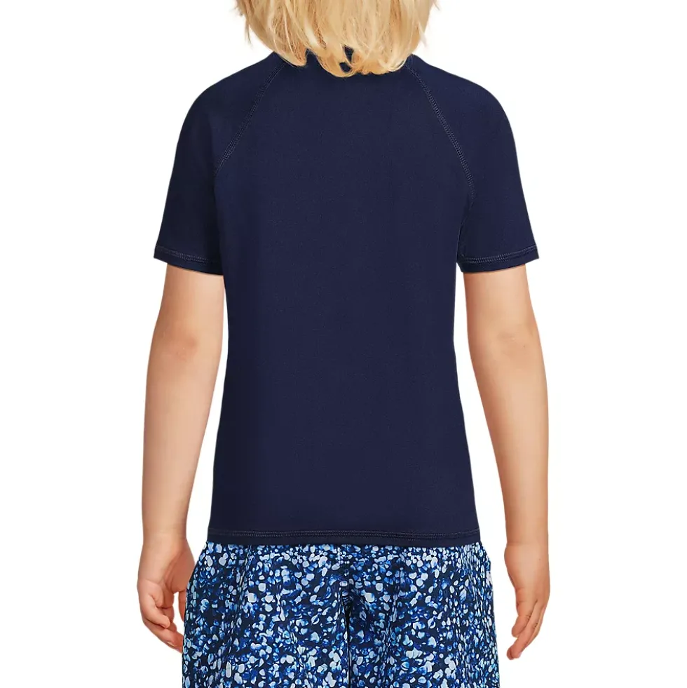 Boys Chlorine Resistant Short Sleeve Crew Neck UPF 50 Rash Guard