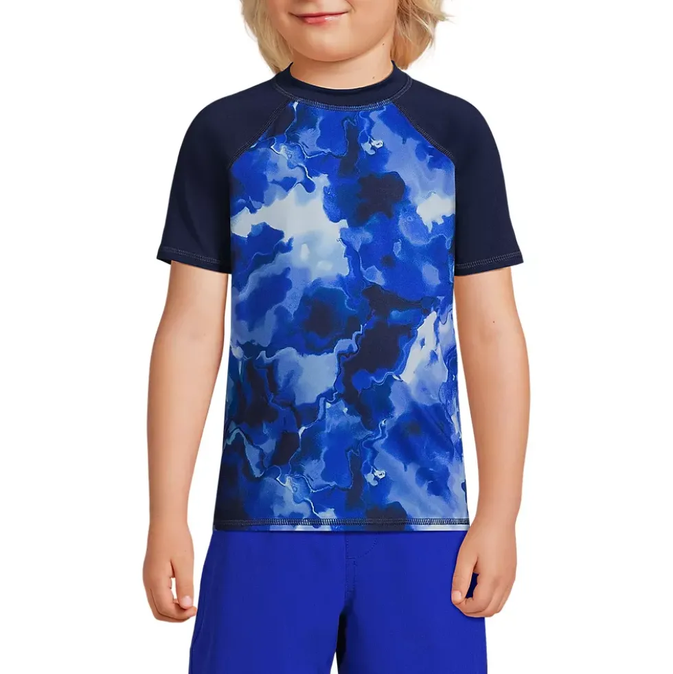 Boys Chlorine Resistant Short Sleeve Crew Neck UPF 50 Rash Guard