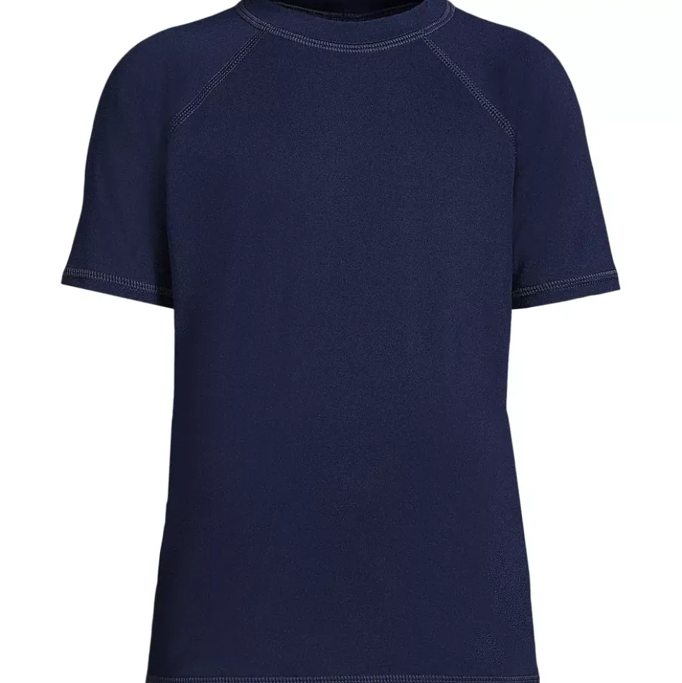 Boys Chlorine Resistant Short Sleeve Crew Neck UPF 50 Rash Guard