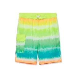 Boys Chlorine Resistant Stretch Printed Hydroliner Board Swim Trunks
