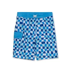 Boys Chlorine Resistant Stretch Printed Hydroliner Board Swim Trunks