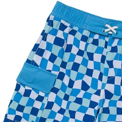 Boys Chlorine Resistant Stretch Printed Hydroliner Board Swim Trunks