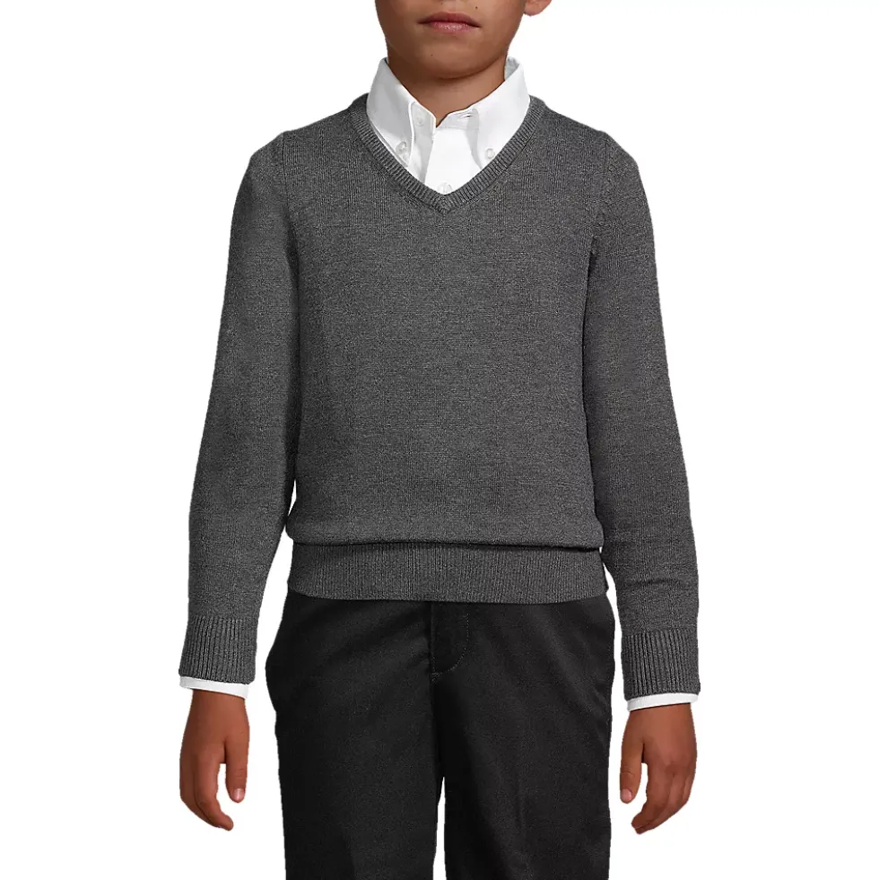 Boys Cotton Modal Fine Gauge V-neck Sweater