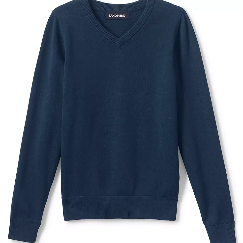 Boys Cotton Modal Fine Gauge V-neck Sweater