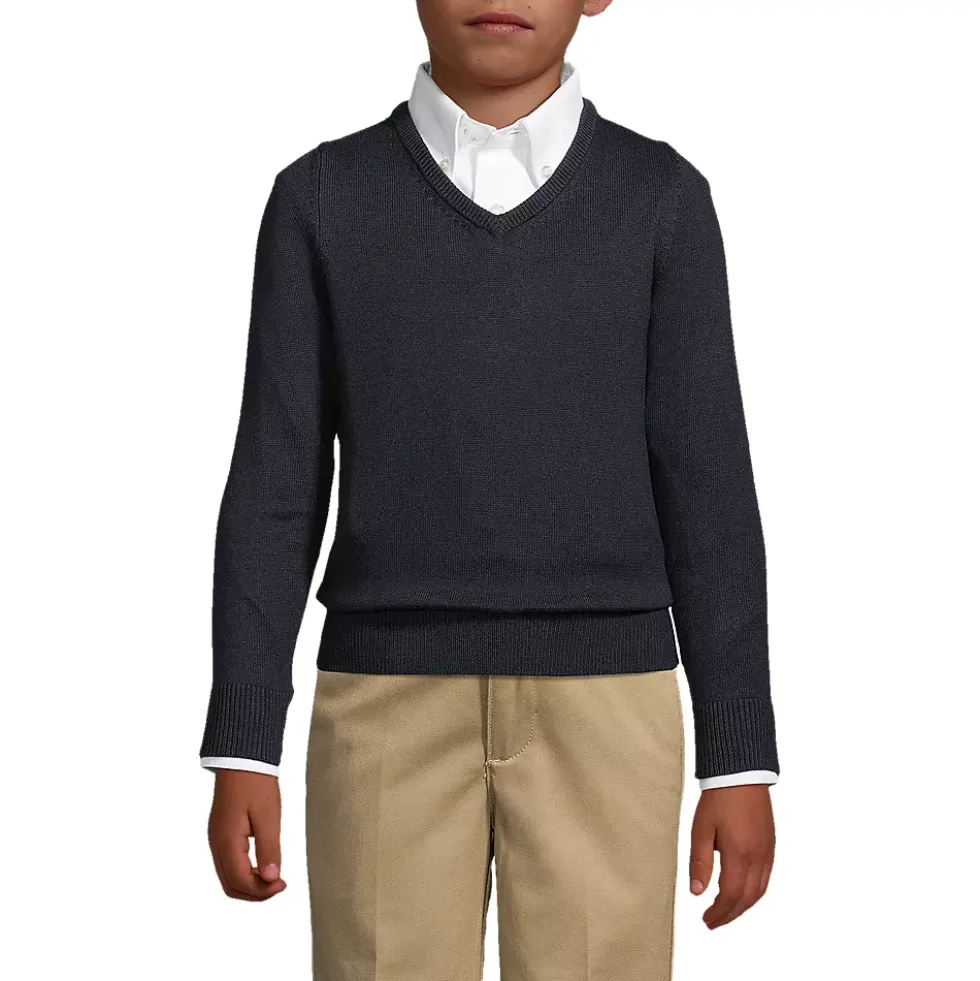 Boys Cotton Modal Fine Gauge V-neck Sweater