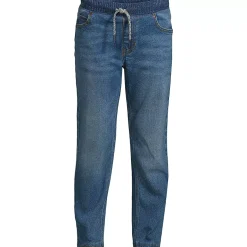 Boys Iron Knee Lined Stretch Pull On Denim Jeans