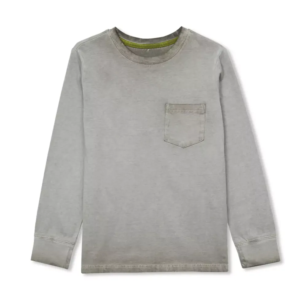 Boys Long Sleeve Washed Pocket Shirt