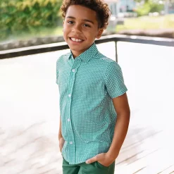 Boys Short Sleeve Button Down Performance Shirt
