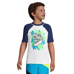 Boys Short Sleeve Crew Neck Graphic UPF 50 Swim Rash Guard