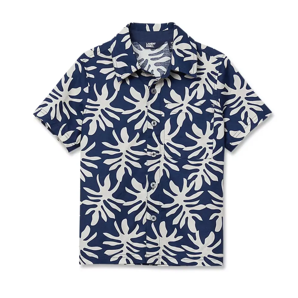 Boys Short Sleeve Linen Slub Button Down Shirt