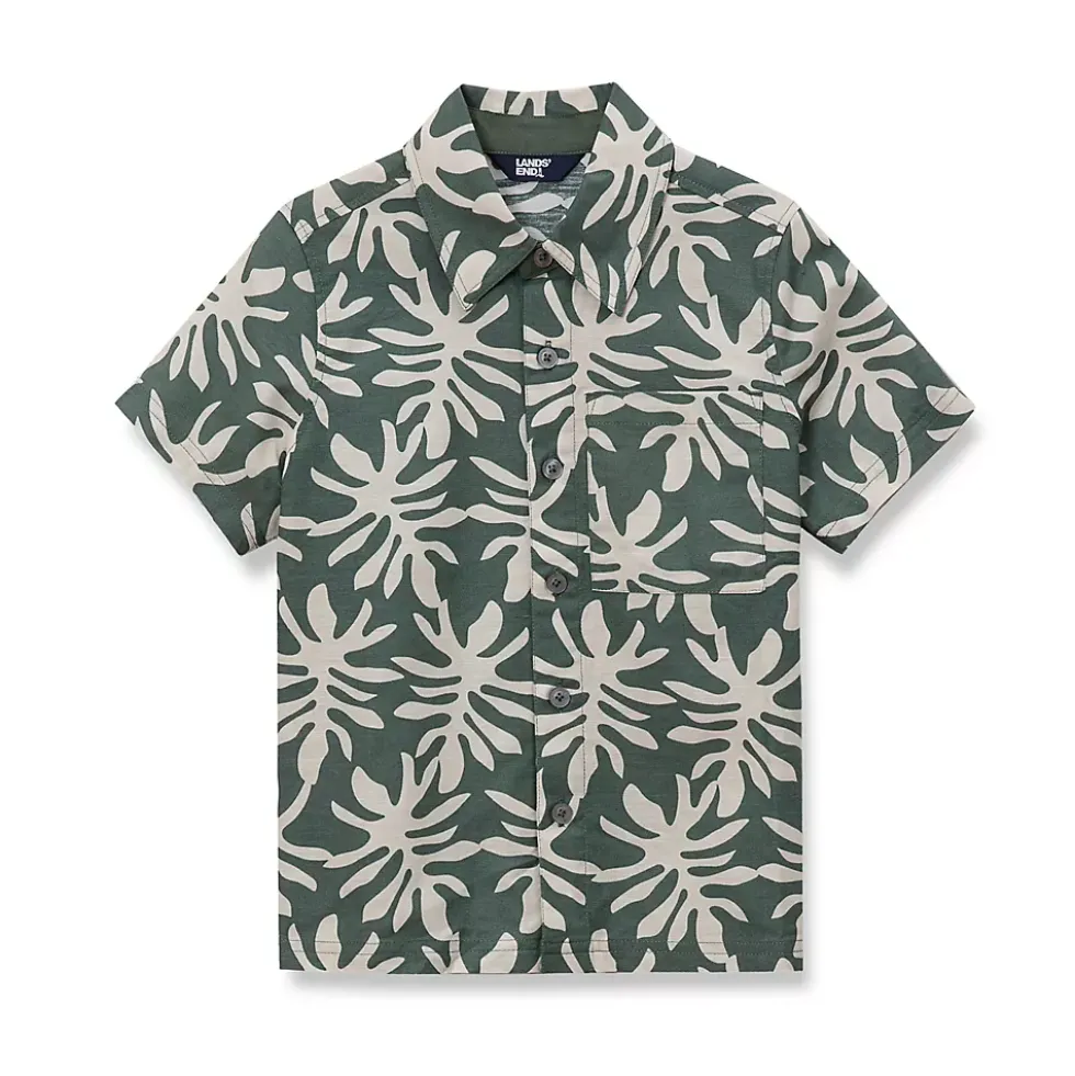 Boys Short Sleeve Linen Slub Button Down Shirt