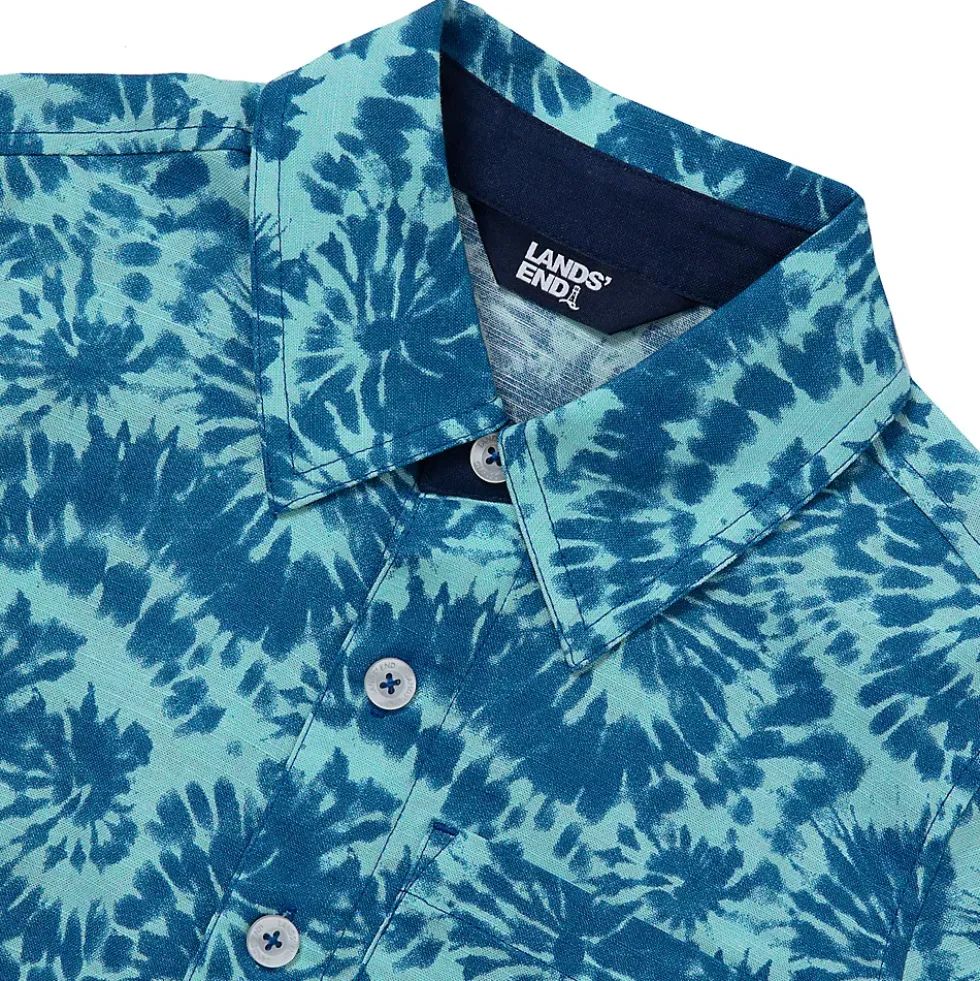 Boys Short Sleeve Linen Slub Button Down Shirt