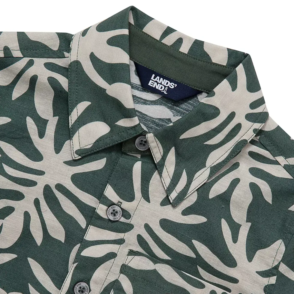 Boys Short Sleeve Linen Slub Button Down Shirt