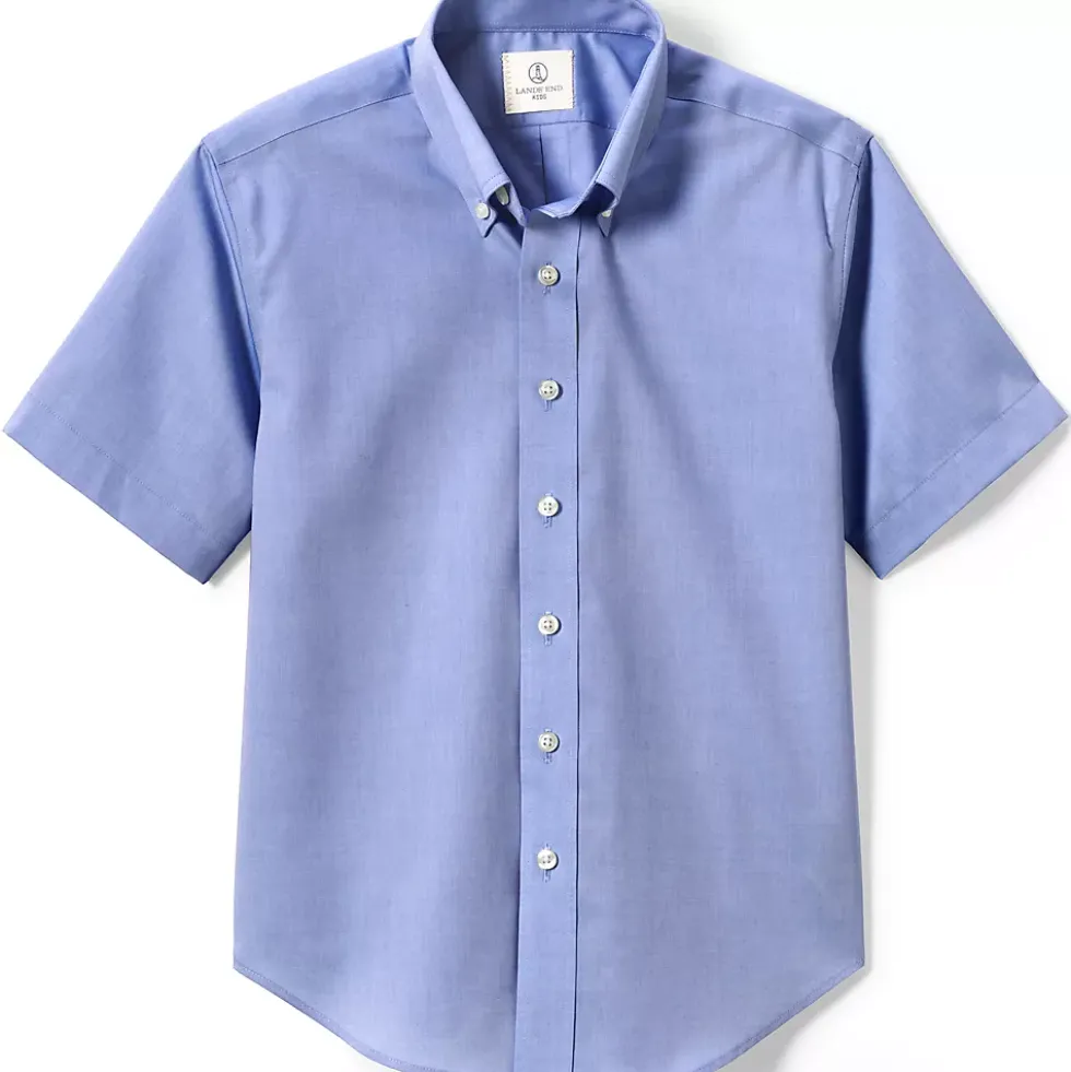 Boys Short Sleeve No Iron Pinpoint Dress Shirt