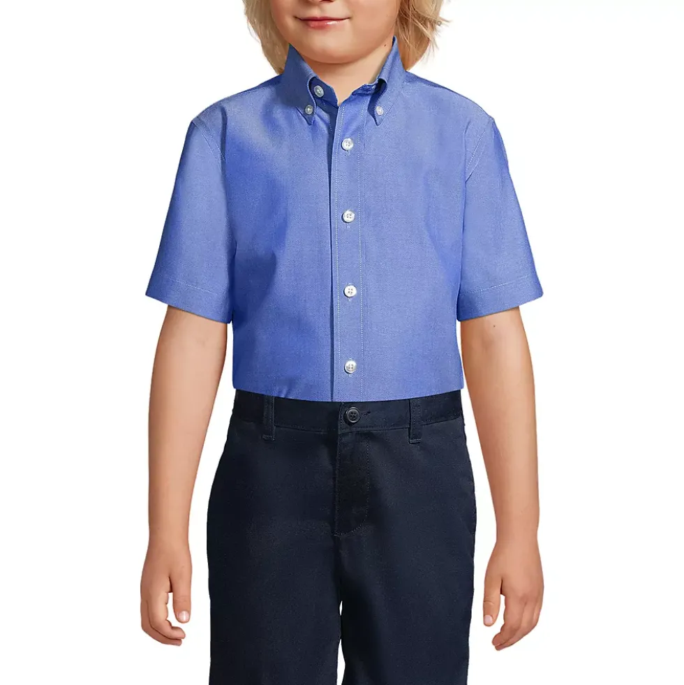 Boys Short Sleeve No Iron Pinpoint Dress Shirt