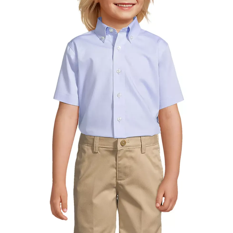 Boys Short Sleeve No Iron Pinpoint Dress Shirt