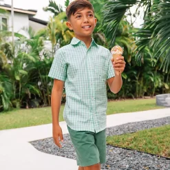 Boys Short Sleeve Poplin Camp Shirt