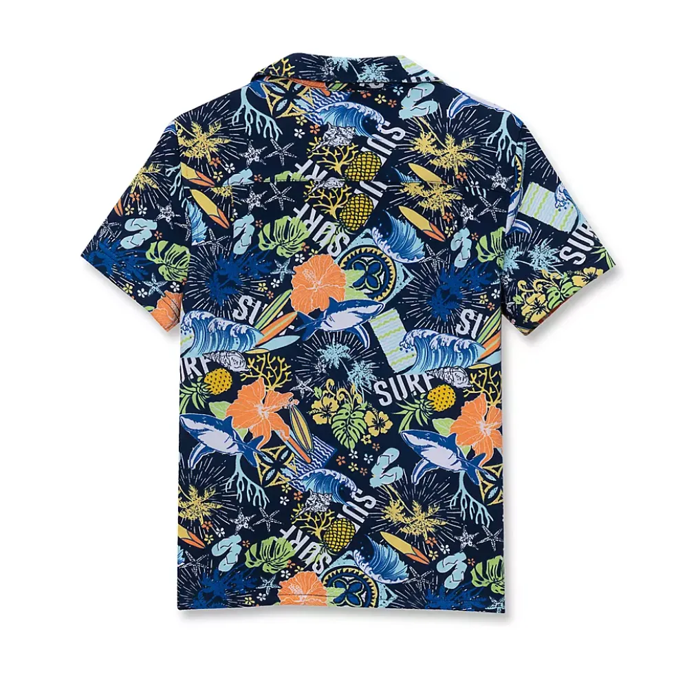 Boys Short Sleeve Slub Camp Shirt