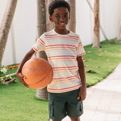 Boys Short Sleeve Stripe Crewneck Tee