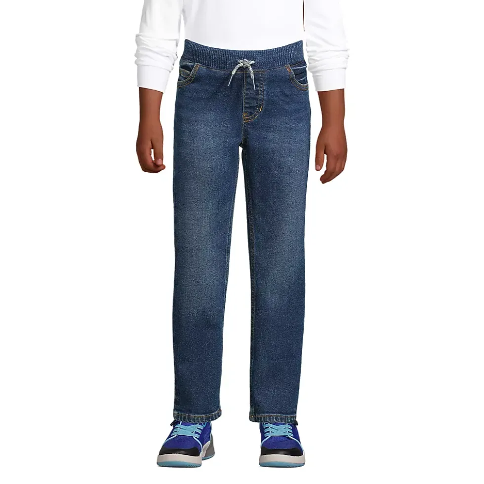 Boys Slim Iron Knee Stretch Pull On Denim Jeans