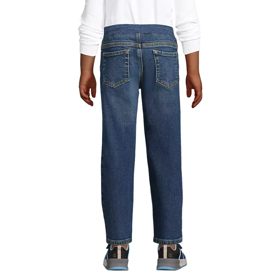 Boys Slim Iron Knee Stretch Pull On Denim Jeans
