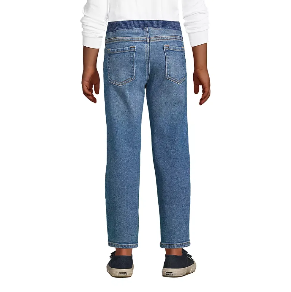 Boys Slim Iron Knee Stretch Pull On Denim Jeans