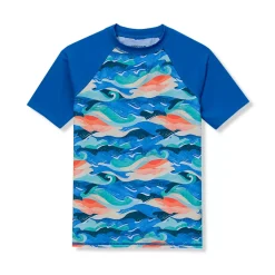 Boys Sunshade UPF 50 Chlorine Resistant Short Sleeve Crew Neck Rash Guard