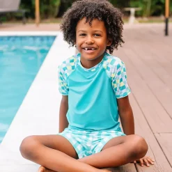 Boys Sunshade UPF 50 Chlorine Resistant Short Sleeve Crew Neck Rash Guard