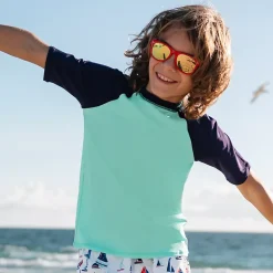 Boys Sunshade UPF 50 Chlorine Resistant Short Sleeve Crew Neck Rash Guard