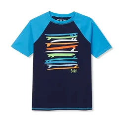 Boys Sunshade UPF 50 Chlorine Resistant Short Sleeve Crew Neck Rash Guard