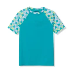 Boys Sunshade UPF 50 Chlorine Resistant Short Sleeve Crew Neck Rash Guard