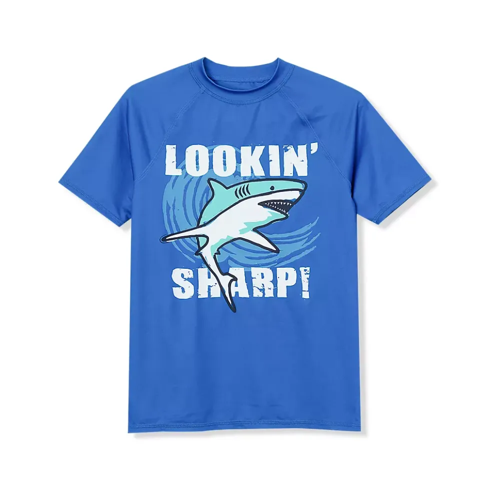 Boys Sunshade UPF 50 Chlorine Resistant Short Sleeve Crew Neck Rash Guard
