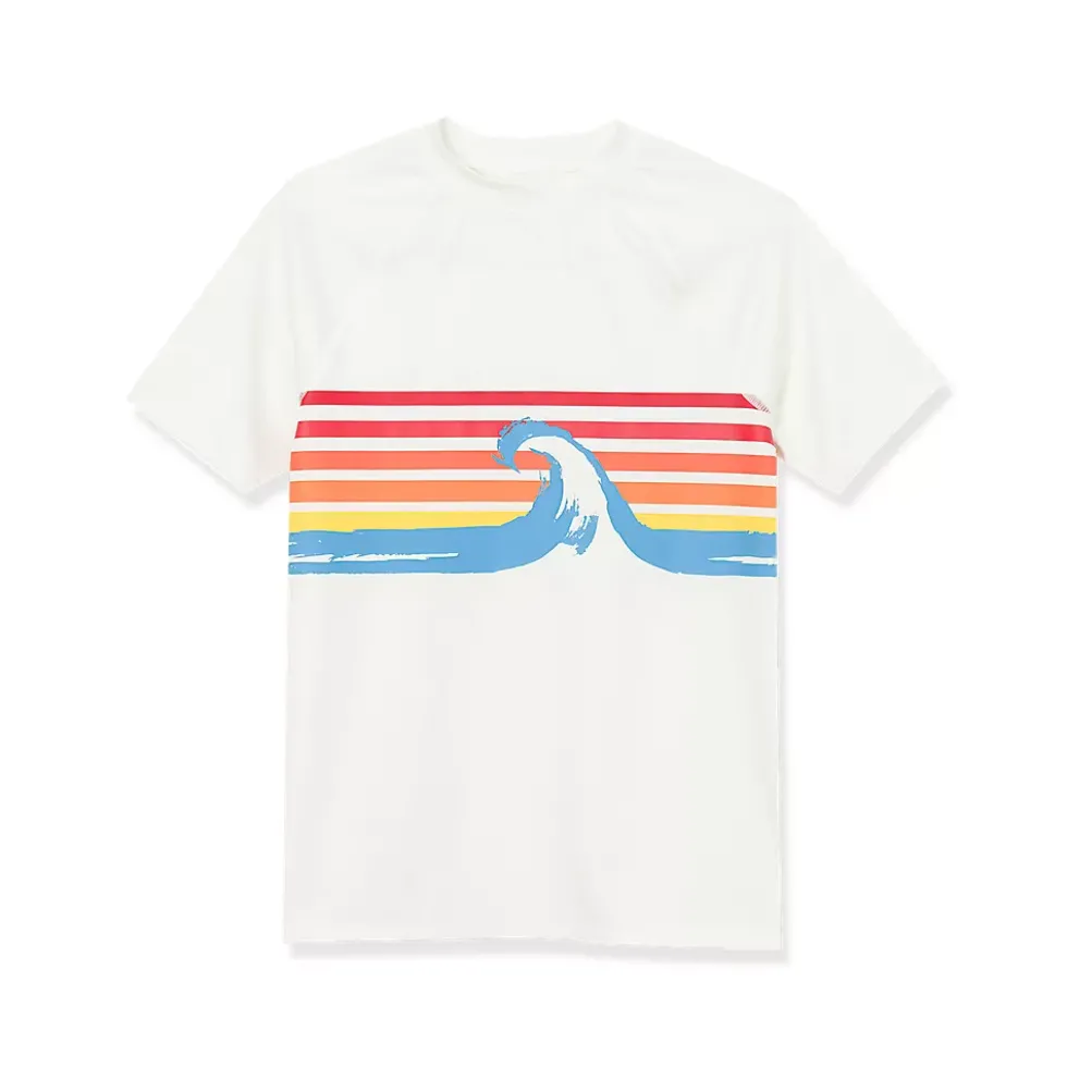 Boys Sunshade UPF 50 Chlorine Resistant Short Sleeve Crew Neck Rash Guard