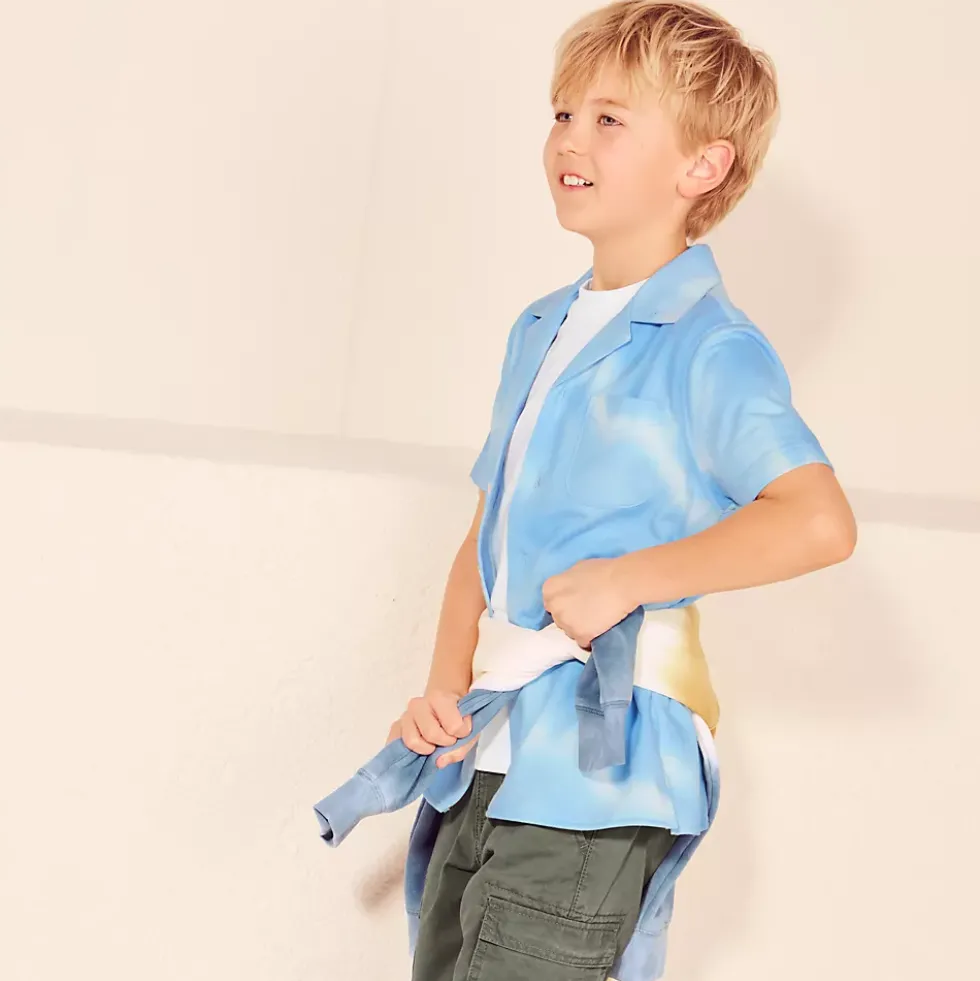 Boys Terry Knit Button Down Shirt