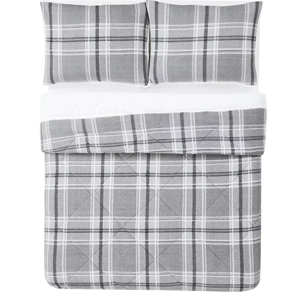 Cannon Cozy Teddy Plaid Print Comforter Set