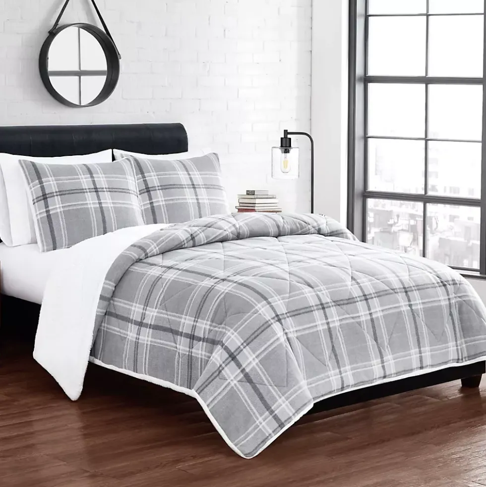 Cannon Cozy Teddy Plaid Print Comforter Set