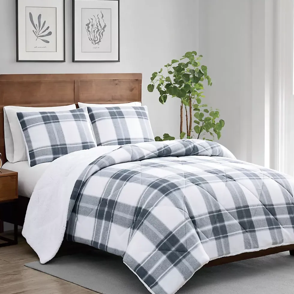 Cannon Cozy Teddy Plaid Print Comforter Set
